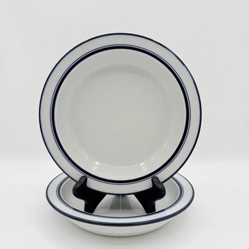 Dansk Christianshavn‎ Bistro Blue Rim Soup Bowls, Set of 2 – Japan
